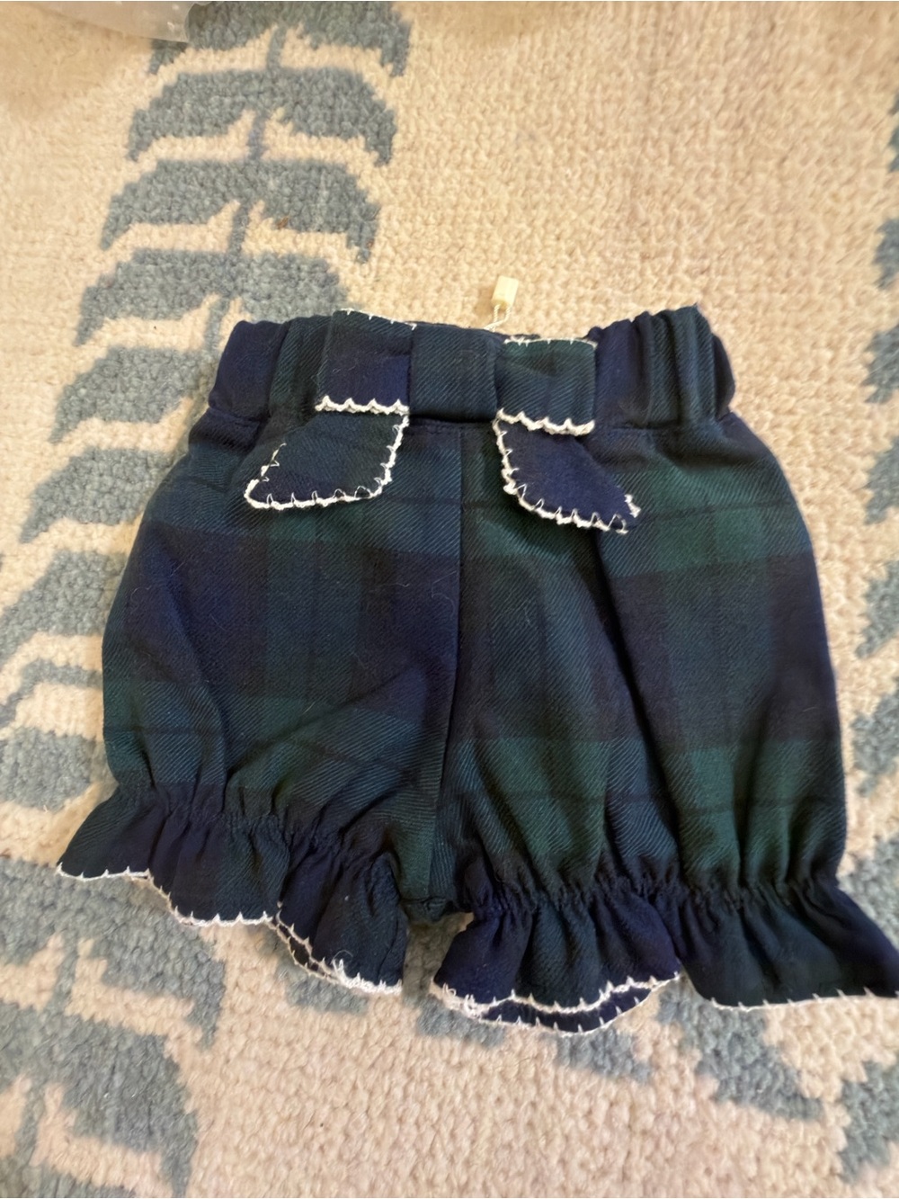 Buford bonnet Company Plaid Green & Navy Ruffle Shorts